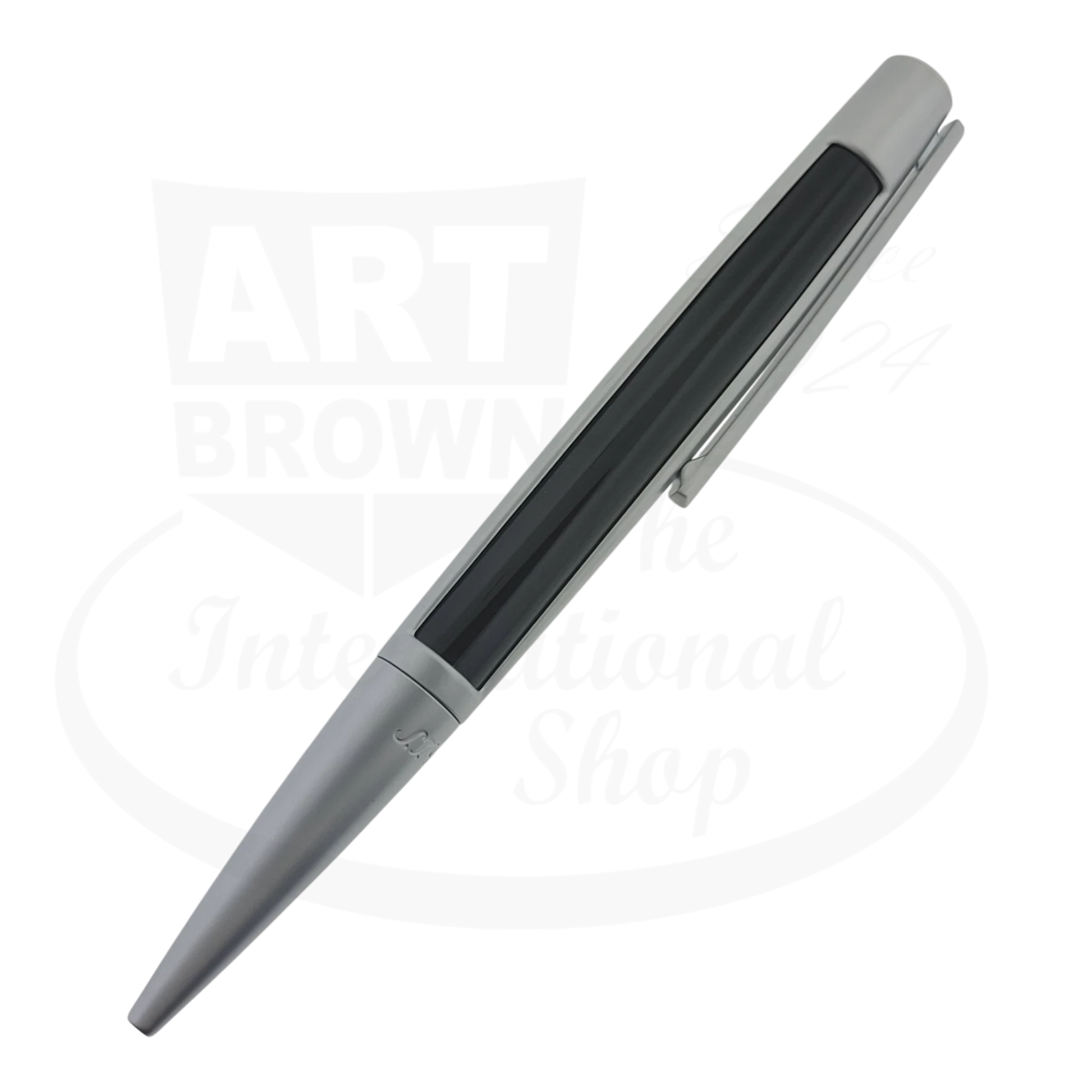 S.T. Dupont Defi Ballpoint pen in black and chrome finish.