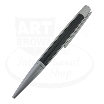 S.T. Dupont Defi Ballpoint pen in black and chrome finish.