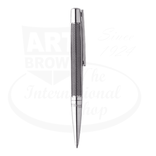 S.T. Dupont Defi Grille Ballpoint Pen 405704 palladium finish with textured grille metal body silver tone sleek design