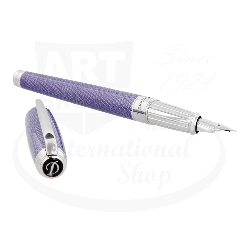S.T. Dupont Line D Large Lilac & Palladium Firehead Guilloche Fountain Pen, 410000L