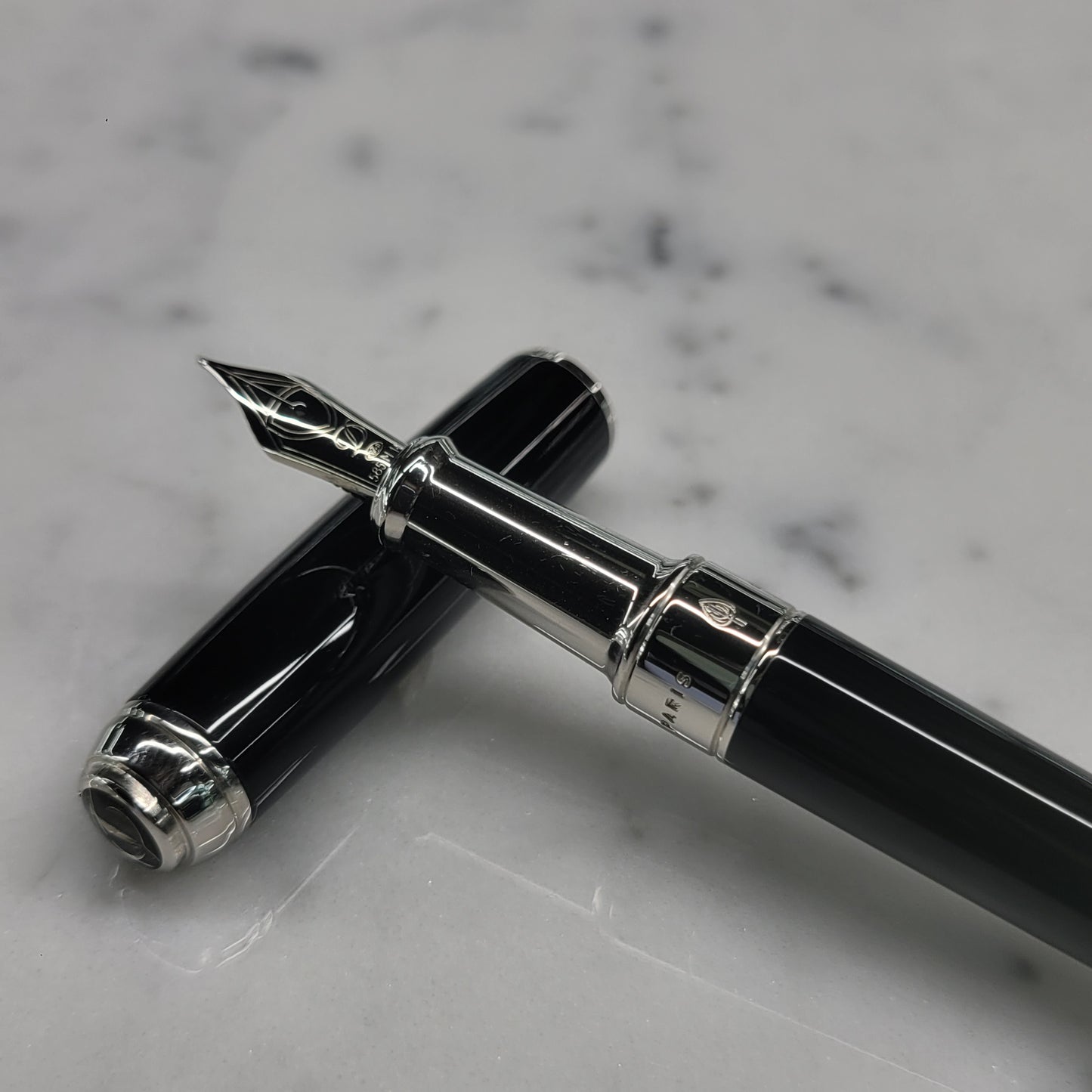 S.T. Dupont Line D Medium Black and Palladium Fountain Pen, 410100M
