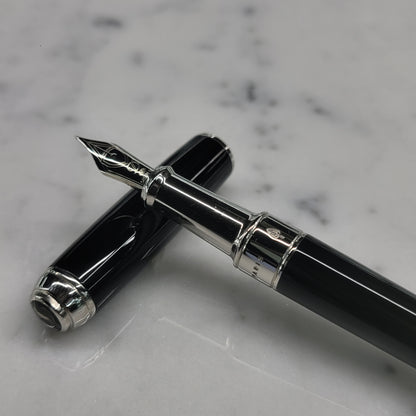 S.T. Dupont Line D Medium Black and Palladium Fountain Pen, 410100M