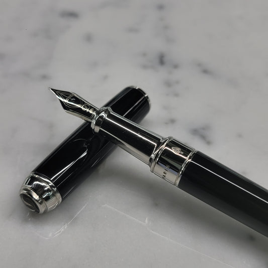 S.T. Dupont Line D Medium Black and Palladium Fountain Pen, 410100M