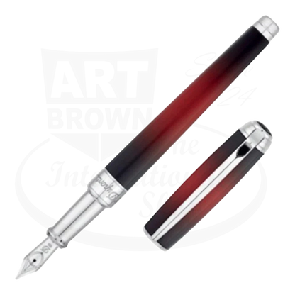 S.T. Dupont Line D Atelier 410106M metal lacquer fountain pen in red to black gradient with silver nib and clip