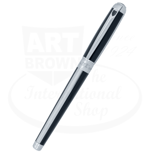 S.T. Dupont Line D Windsor Fountain Pen 410110M brass and black lacquer sleek metal finish