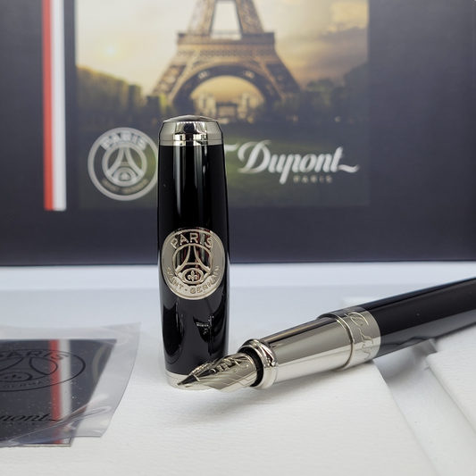 S.T. Dupont Line D Paris Saint Germain Fountain Pen Black Lacquer And Palladium, 410689