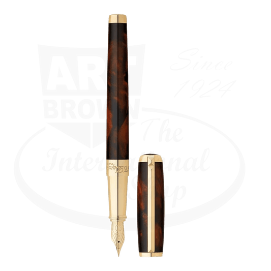 S.T. Dupont Line D Atelier Fine Brown Lacquer Large Fountain Pen 410699 natural lacquer brown barrel gold trim