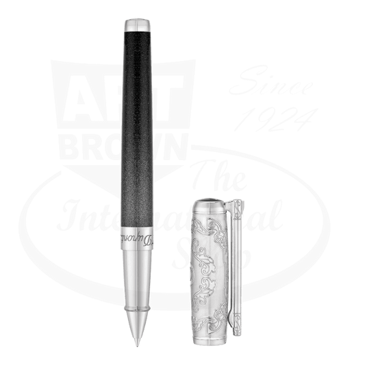 S.T. Dupont Line D Black Lacquer Platinum Wild West Rollerball Pen, 412065