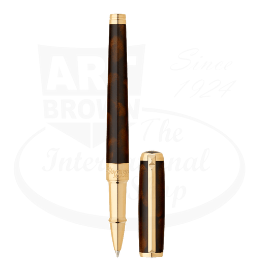 S.T. Dupont Line D Atelier Medium Brown Rollerball Pen 412713 Chinese lacquer gold palladium finish handcrafted