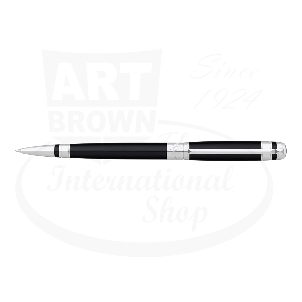 S.T. Dupont Line D 415606 black lacquer and palladium plated brass ballpoint pen with sleek elegant design