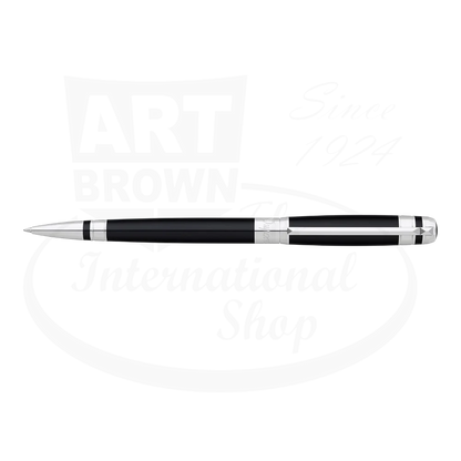 S.T. Dupont Line D 415606 black lacquer and palladium plated brass ballpoint pen with sleek elegant design