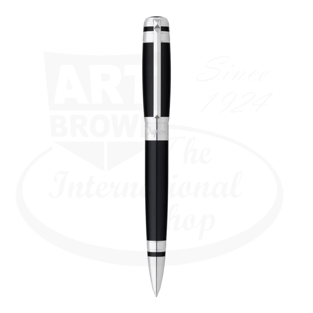 S.T. Dupont Line D 415606 black lacquer and palladium plated brass ballpoint pen with slim sleek design