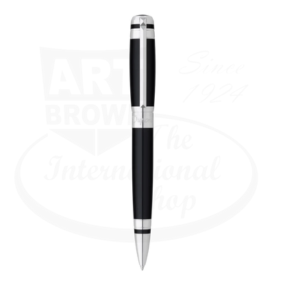 S.T. Dupont Line D 415606 black lacquer and palladium plated brass ballpoint pen with slim sleek design