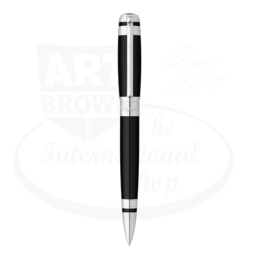 S.T. Dupont Line D 415606 black lacquer and palladium plated brass ballpoint pen with slim sleek design