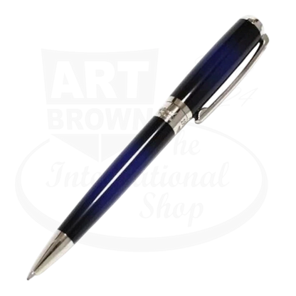 S.T. Dupont Line D Atelier 415714 brass blue sunburst lacquer medium ballpoint pen with silver clip and tip