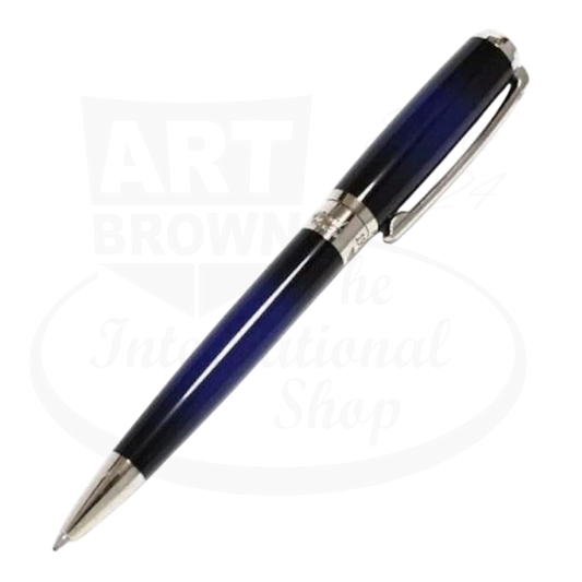 S.T. Dupont Line D Atelier 415714 brass blue sunburst lacquer medium ballpoint pen with silver clip and tip