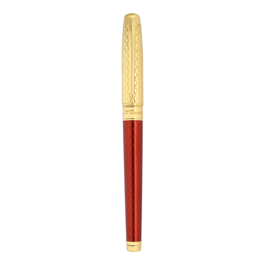 S.T. Dupont Line D Eternity Dragon Scale Guilloche Burgundy & Gold Fountain Pen, 420028L