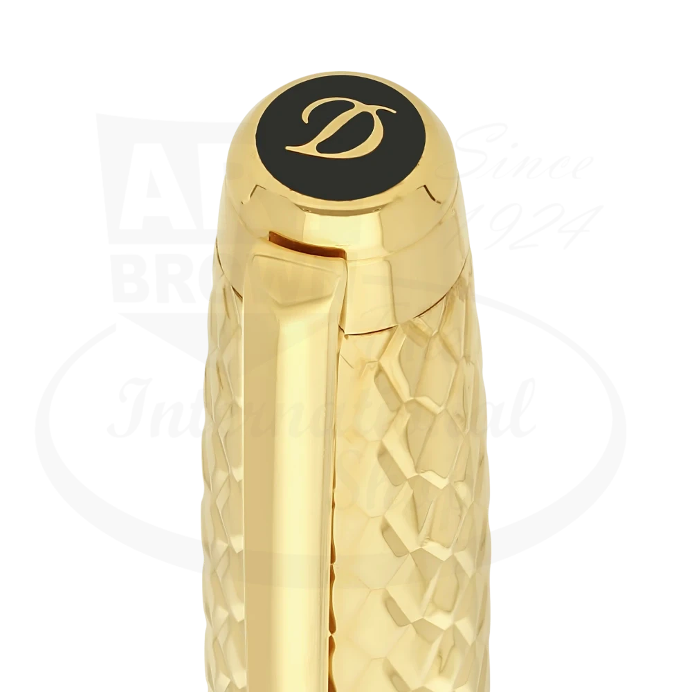 S.T. Dupont Line D Eternity Dragon Scale Guilloche Burgundy & Gold Fountain Pen, 420028L