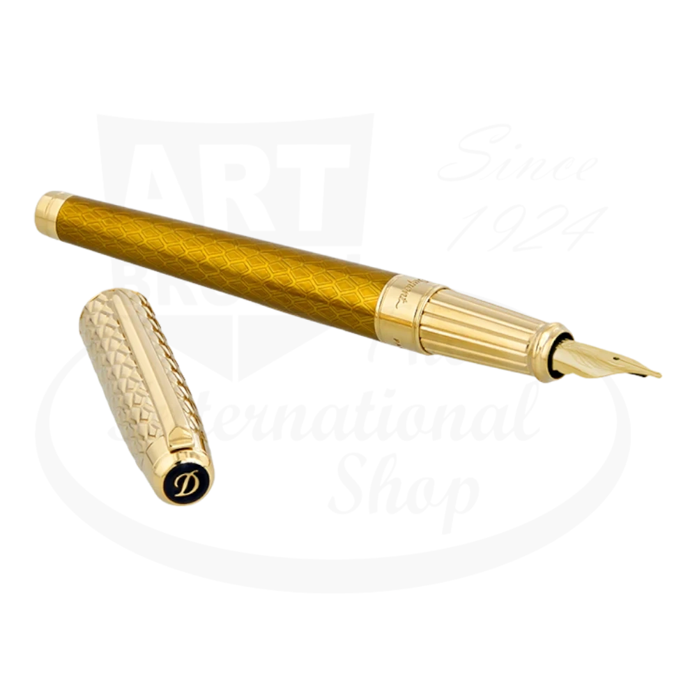 S.T. Dupont Line D Eternity Dragon Scale Guilloche Honey & Gold Fountain Pen, 420029L