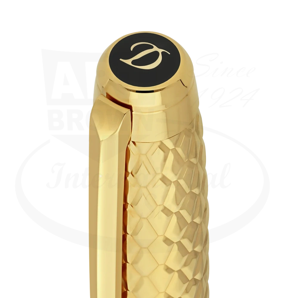 S.T. Dupont Line D Eternity Dragon Scale Guilloche Honey & Gold Fountain Pen, 420029L