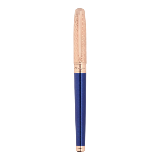 S.T. Dupont Line D Eternity Dragon Scale Guilloche Blue & Rose Gold Fountain Pen, 420030L