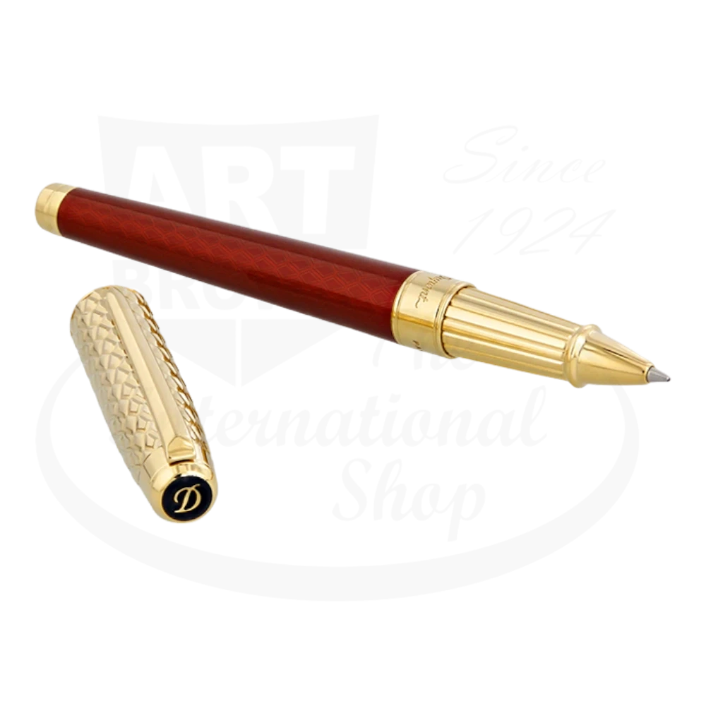 S.T. Dupont Line D Eternity Dragon Scale Guilloche Burgundy & Gold Rollerball Pen, 422028L