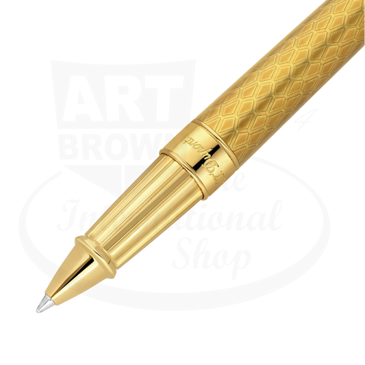S.T. Dupont Line D Eternity Dragon Scale Guilloche Honey & Gold Rollerball Pen, 422029L