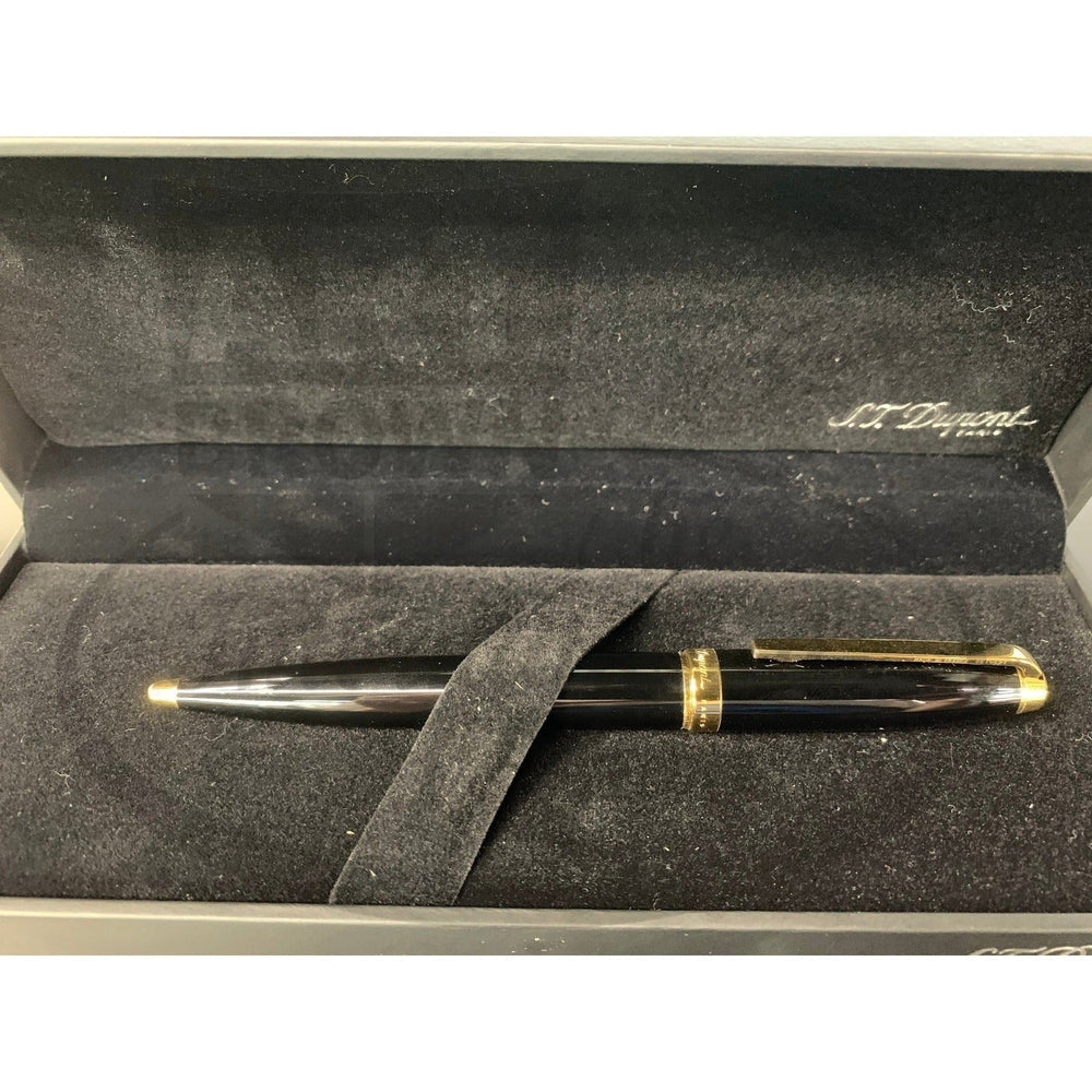 S.T. Dupont Olympio Gold Ballpoint Pen, Large Black Lacquer 455274N