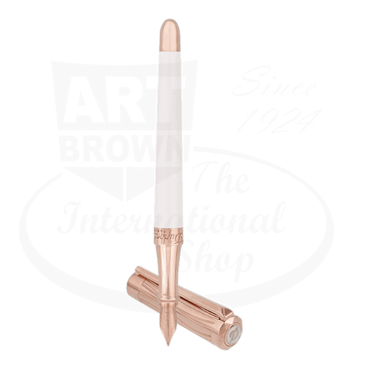 S.T. Dupont Liberte  White Lacquer and Rose Gold Fountain Pen, 460398