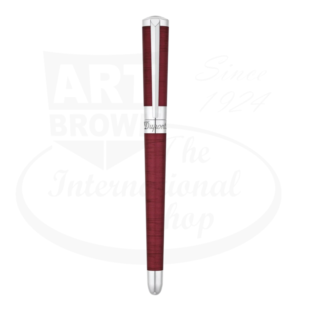 S.T. Dupont Liberte 462021 brass rollerball pen with red shantung lacquer and palladium trim slim design