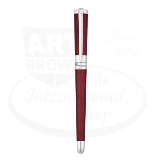 S.T. Dupont Liberte 462021 brass rollerball pen with red shantung lacquer and palladium trim slim design