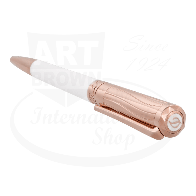 S.T. Dupont Liberte White Lacquer and Rose Gold Ballpoint Pen, 465398