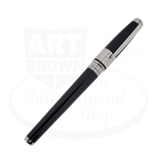 S.T. Dupont Olympio Large Fountain Pen 480403M black Chinese lacquer palladium cap rings handcrafted nib