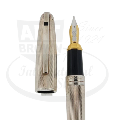 Vintage S.T. Dupont Extra Large Olympio Silver Plated Barley Grain Fountain Pen, 481101M