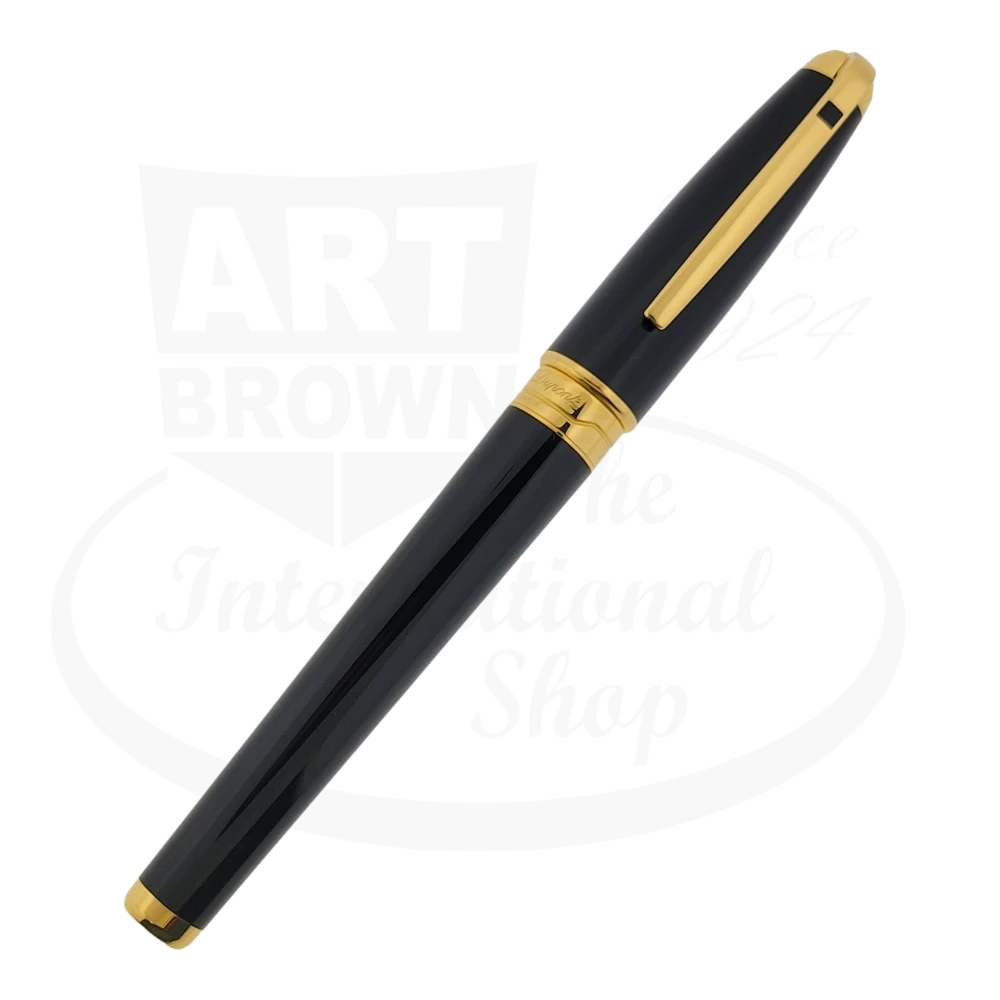Vintage S.T. Dupont Olympio Extra Large Black Lacquer & Gold