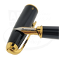 S.T. Dupont Olympio Extra Large Fountain Pen uncapped, showing the nib and the gold-trimmed cap separately.