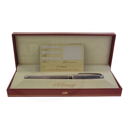 S.T. Dupont Olympio 482101 palladium plated large rollerball pen with barley grain texture and polished palladium trim