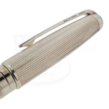 S.T. Dupont Olympio 482101 palladium plated rollerball pen with textured barley grain pattern and polished palladium clip
