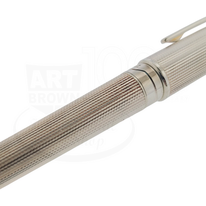 S.T. Dupont Olympio 482101 palladium plated barley grain rollerball pen with polished palladium trim close-up