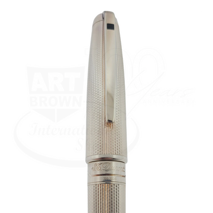 S.T. Dupont Olympio 482101 palladium plated rollerball pen with large barley grain pattern and polished palladium trim