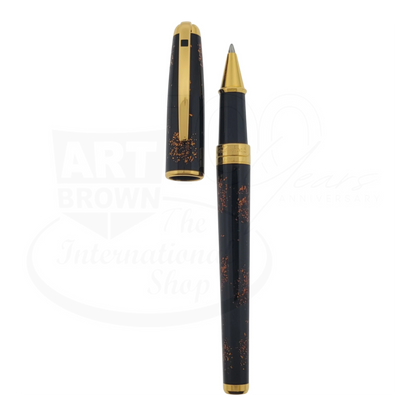 S.T. Dupont Olympio 482590 large rollerball pen with gold dust lacquer and polished gold trim, cap off