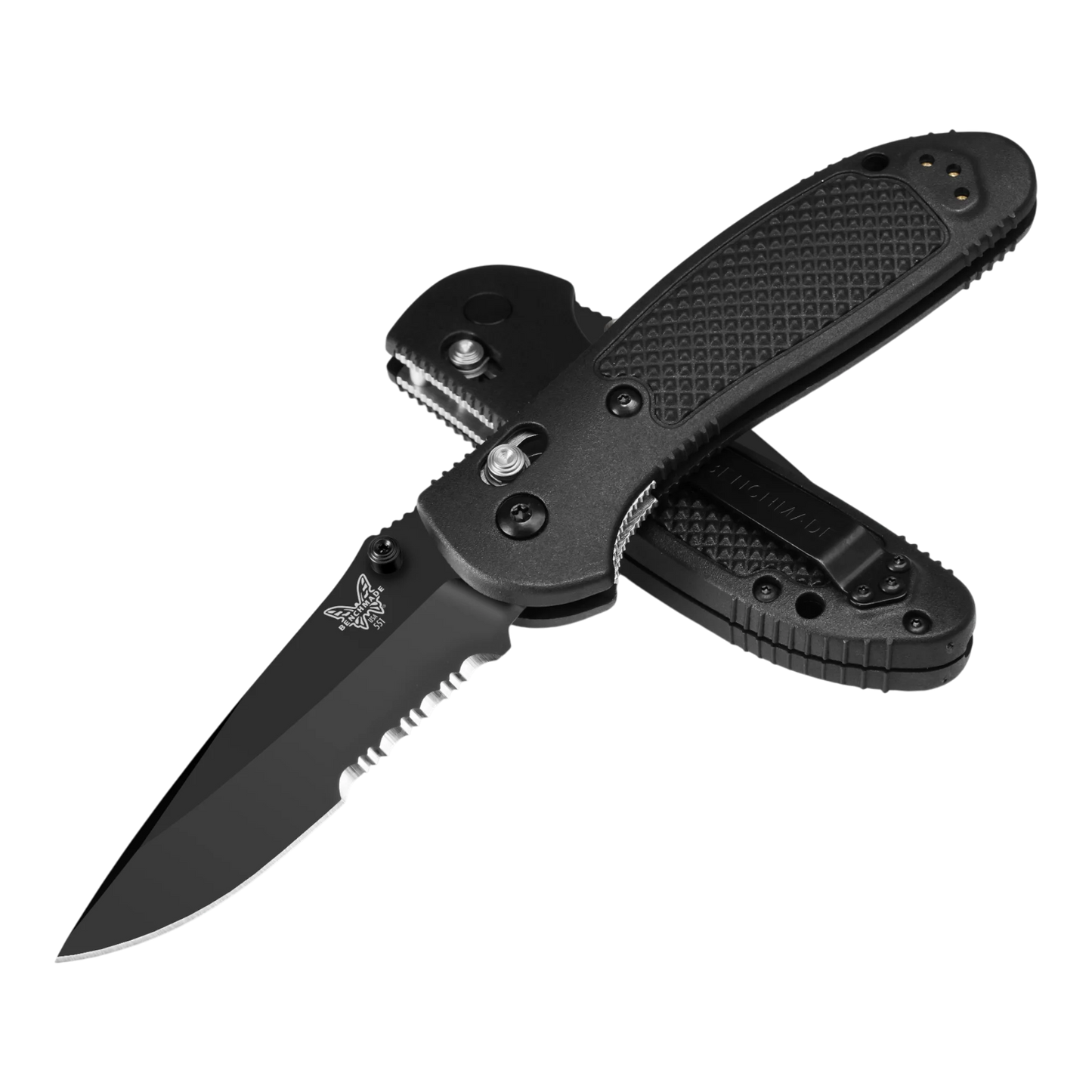 Benchmade Griptilian® Black Grivory® Serrated Drop-point