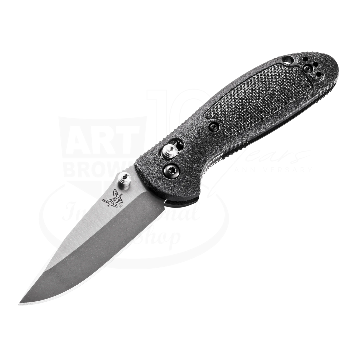 Benchmade Mini Griptilian® Grivory® Drop-point folding knife with textured black Grivory handle, gallery image 9, 2048x2048px square