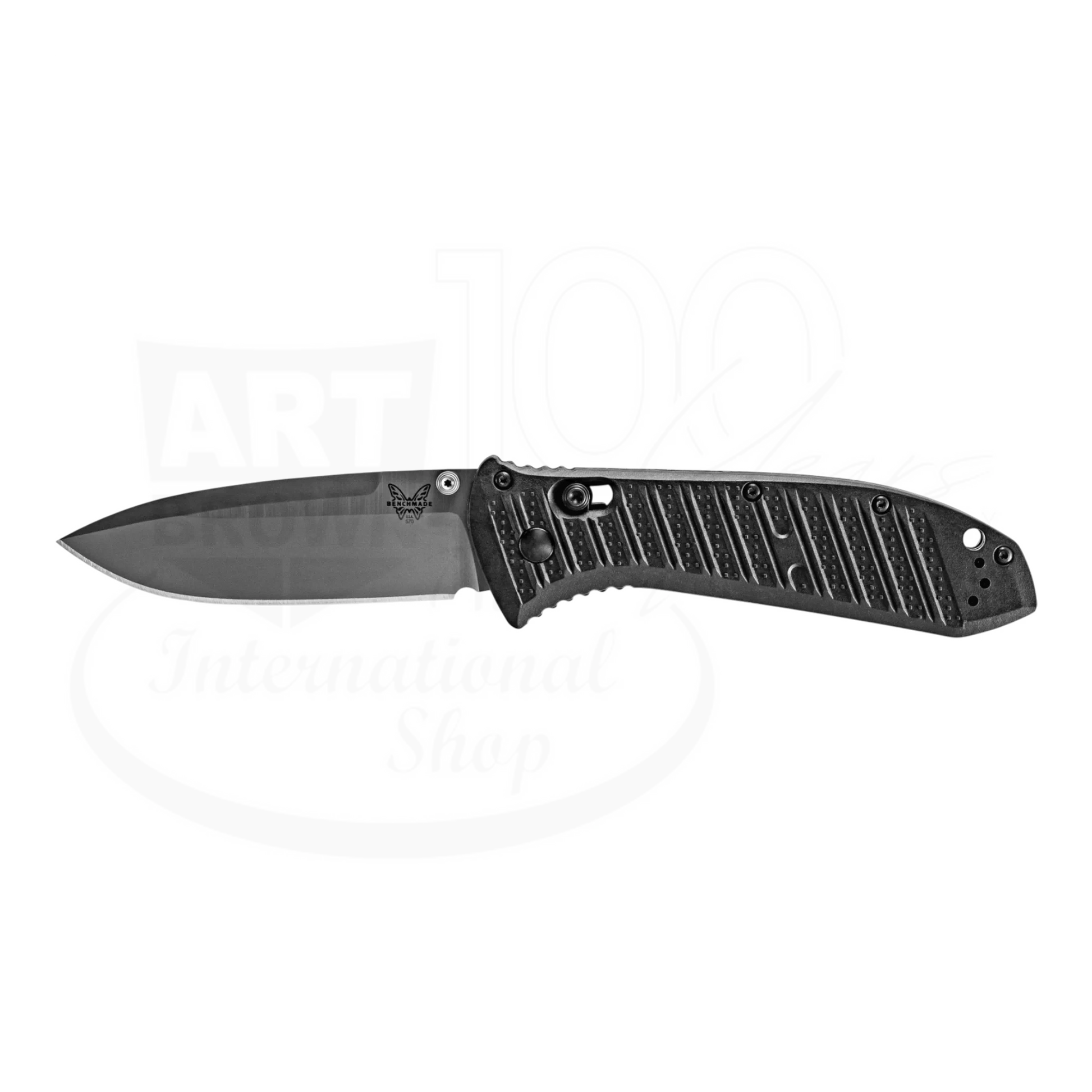 Benchmade Presidio® II CF-Elite® Drop point with sculpted black handle and precision-machined blade in side profile view