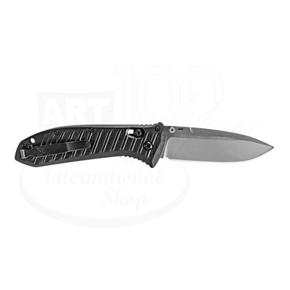 Benchmade Presidio® II CF-Elite® Drop point knife with detailed handle texture and sharp blade edge in side profile view