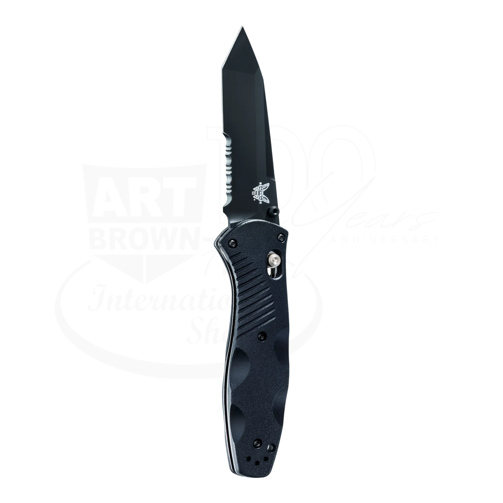 Benchmade Barrage Black Valox® Assisted Serrated Tanto knife shown in gallery position 1 with square 2048x2048 design