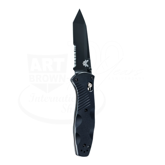 Benchmade Barrage Black Valox® Assisted Serrated Tanto knife shown in gallery position 1 with square 2048x2048 design