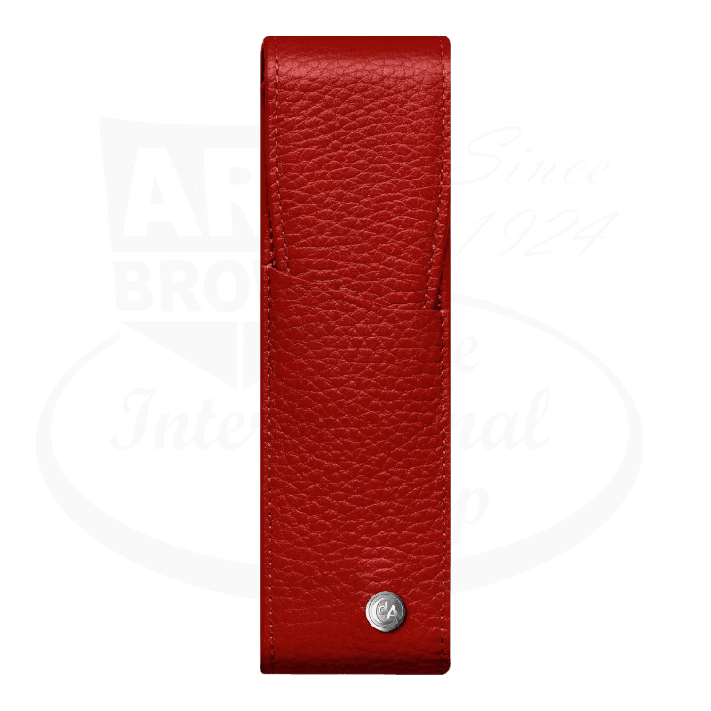 Caran D'Ache Leman Red Leather 2 Pen Holder