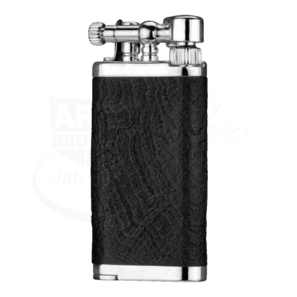 IM Corona 64 Old Boy briarwood black and silver pipe lighter with textured body and metal top