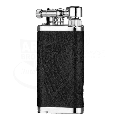 IM Corona 64 Old Boy briarwood black and silver pipe lighter with textured body and metal top
